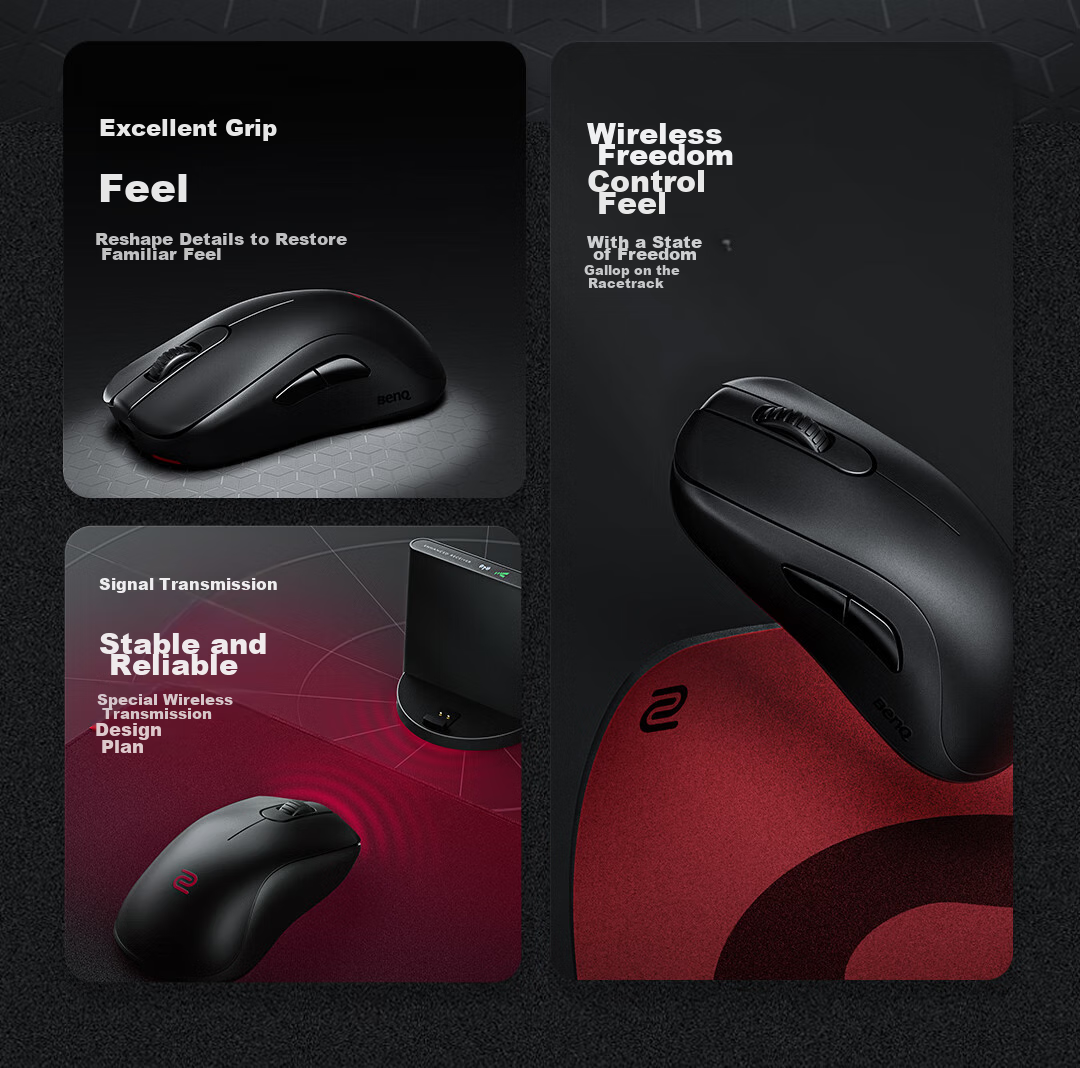 ZOWIE GEAR S2-DW Wireless Mouse Gaming Mouse Short-Throw Design for CS2, PUBG, Valorant Esports Mouse Rechargeable 2