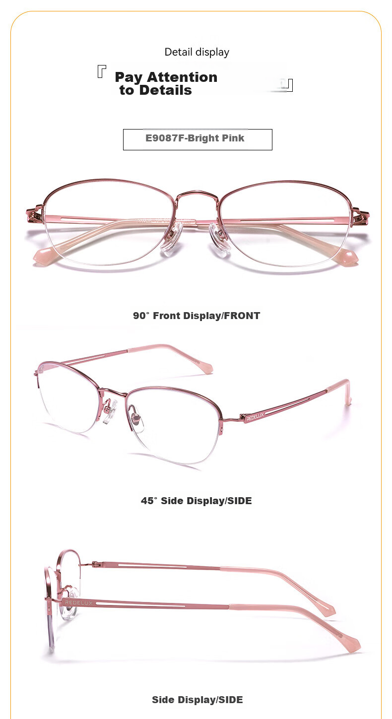 Xiyanghong Reading Glasses for Women, High Definition Anti-Blue Light, Fashionable Elegant Middle-Aged And Elderly Ultra-Light Reading Glasses E9087F 100 Degrees 8