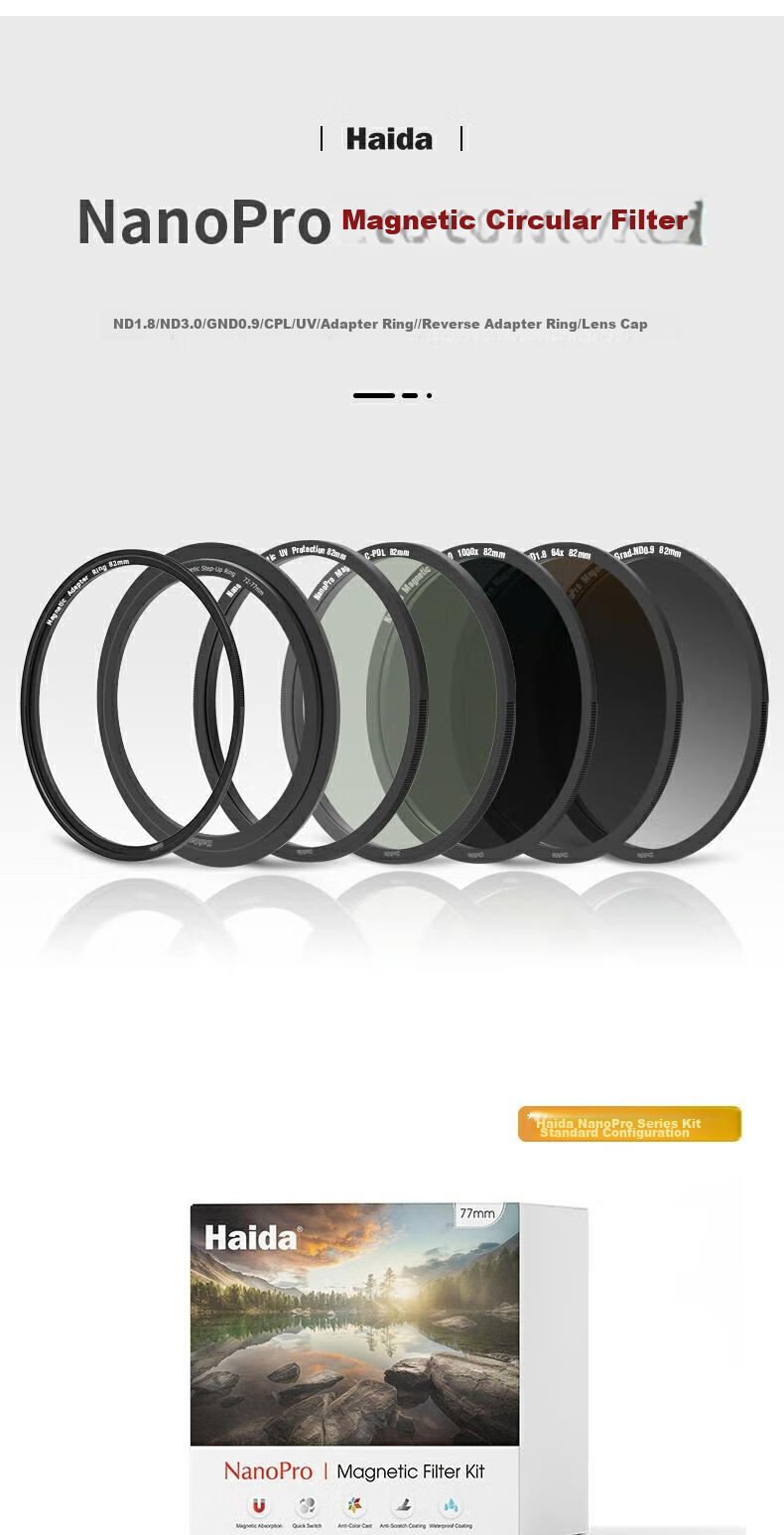 Haida NanoPro Magnetic ND0.9 (8x) Neutral Density Filter, 67mm, 3 Stops, Medium Gray Density Filter, Suitable for Canon, Nikon, Sony, Fuji And Other Camera Lenses 1