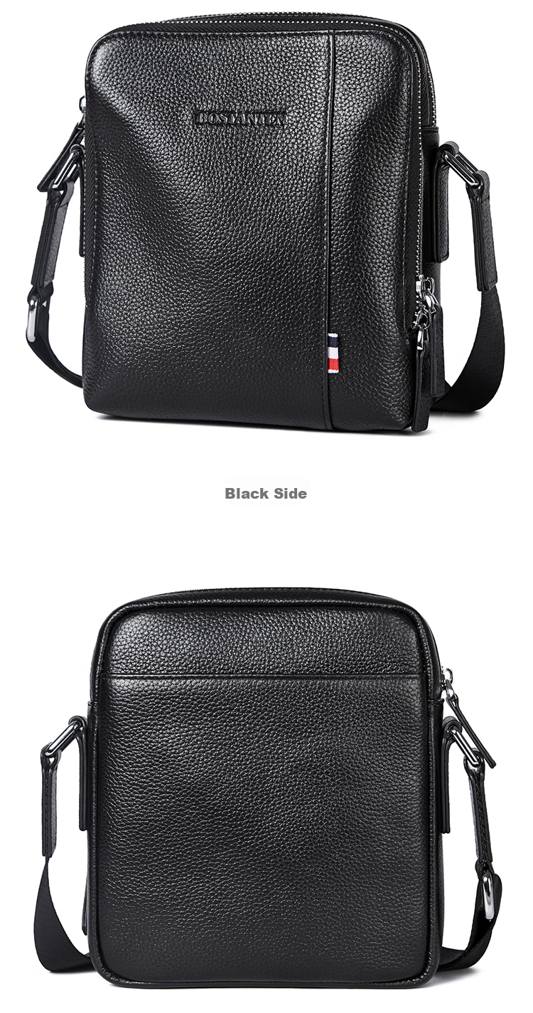 BOSTANTEN Shoulder Crossbody Bag for Men, Business Small Square Bag, Top-Grain Leather Vertical Trendy Mini Backpack Messenger Bag 16