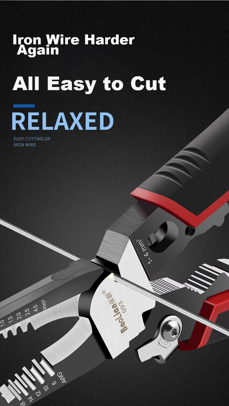 Baolian 9-In Multifunctional Wire Stripping Pliers, Electrician's Needle-Nose Pliers, Wire Stripper, Cable Peeler, Wire Cutter, Versatile Electrician's Specialized Tool 6