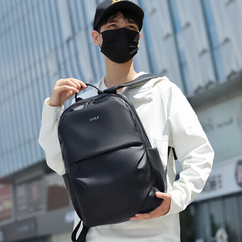 GOLF Backpack for Men, Large Capacity, Korean Style Student Schoolbag, 15-Inch Laptop Bag, Travel Bag, Black