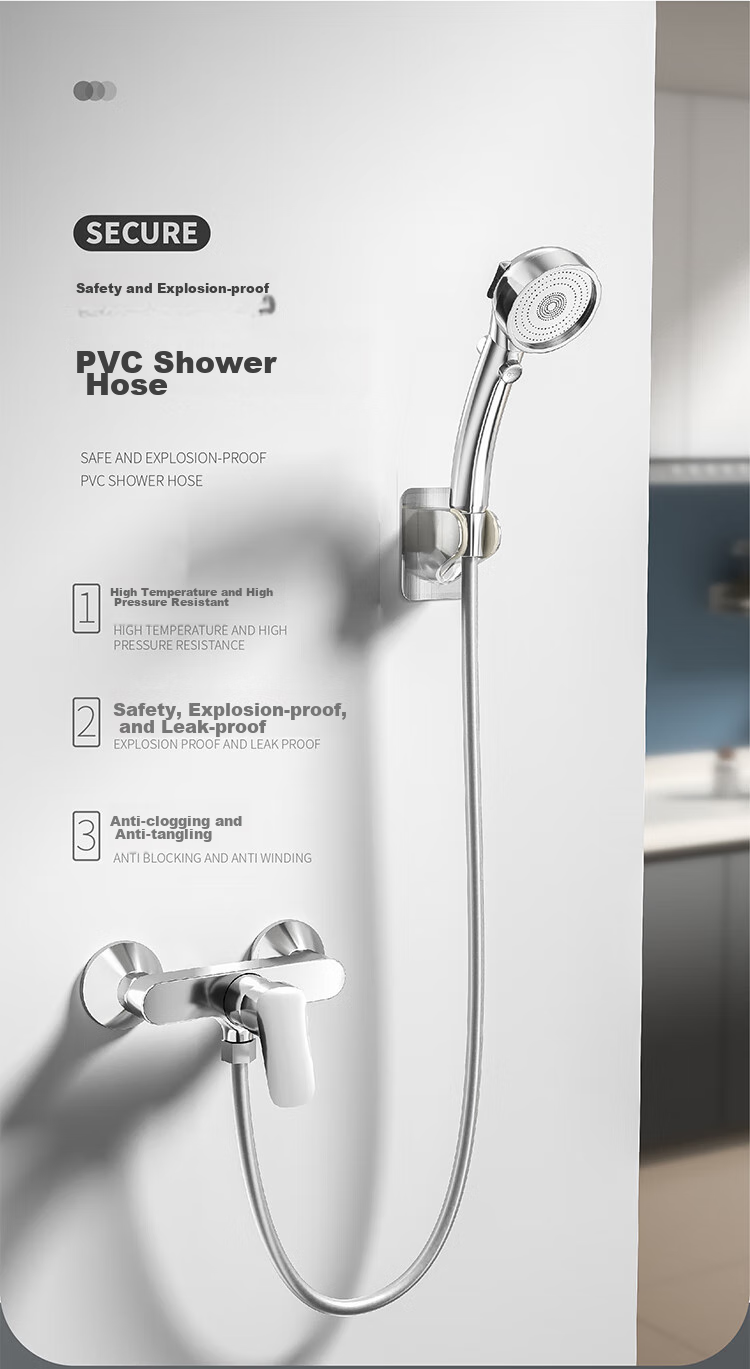 MEJUE Shower Head Hose, Cold And Hot Water Inlet Hose, Anti-Tangling Silver Shower Head Pipe Z-05306 1