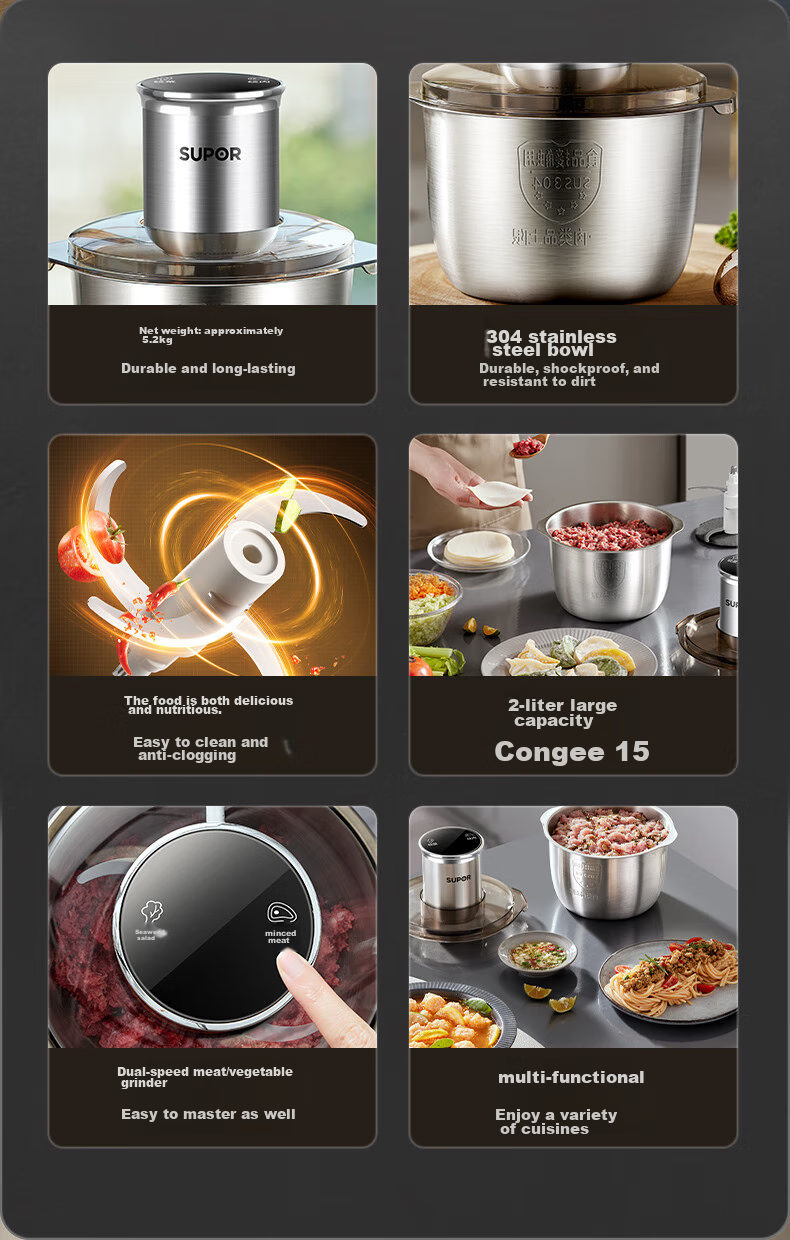 SUPOR Meat Grinder for Home Use, Mincer, Electric Multi-Functional Food Processor, Meat Chopper, Dumpling Filling Maker, Garlic Masher JRJ02S-G200 2