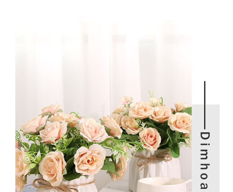 Shengshitaibao Artificial Flower Arrangement, Silk Flowers for Decoration, Floral Design for Dining Room, Entrance Hall And Living Room Ornaments, Fresh And Simple Style, Blue Color, 18cm 3