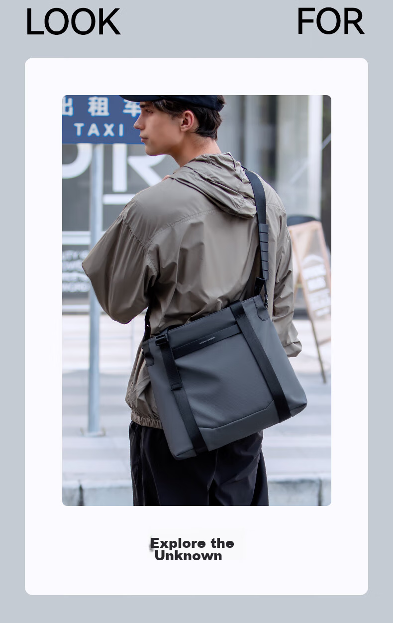 MARK RYDEN Tote Bag for Men, Large Capacity Commuter Layered Shoulder Crossbody Bag with High-End Feel Handbag for Women MR569 Graphite Gray 9