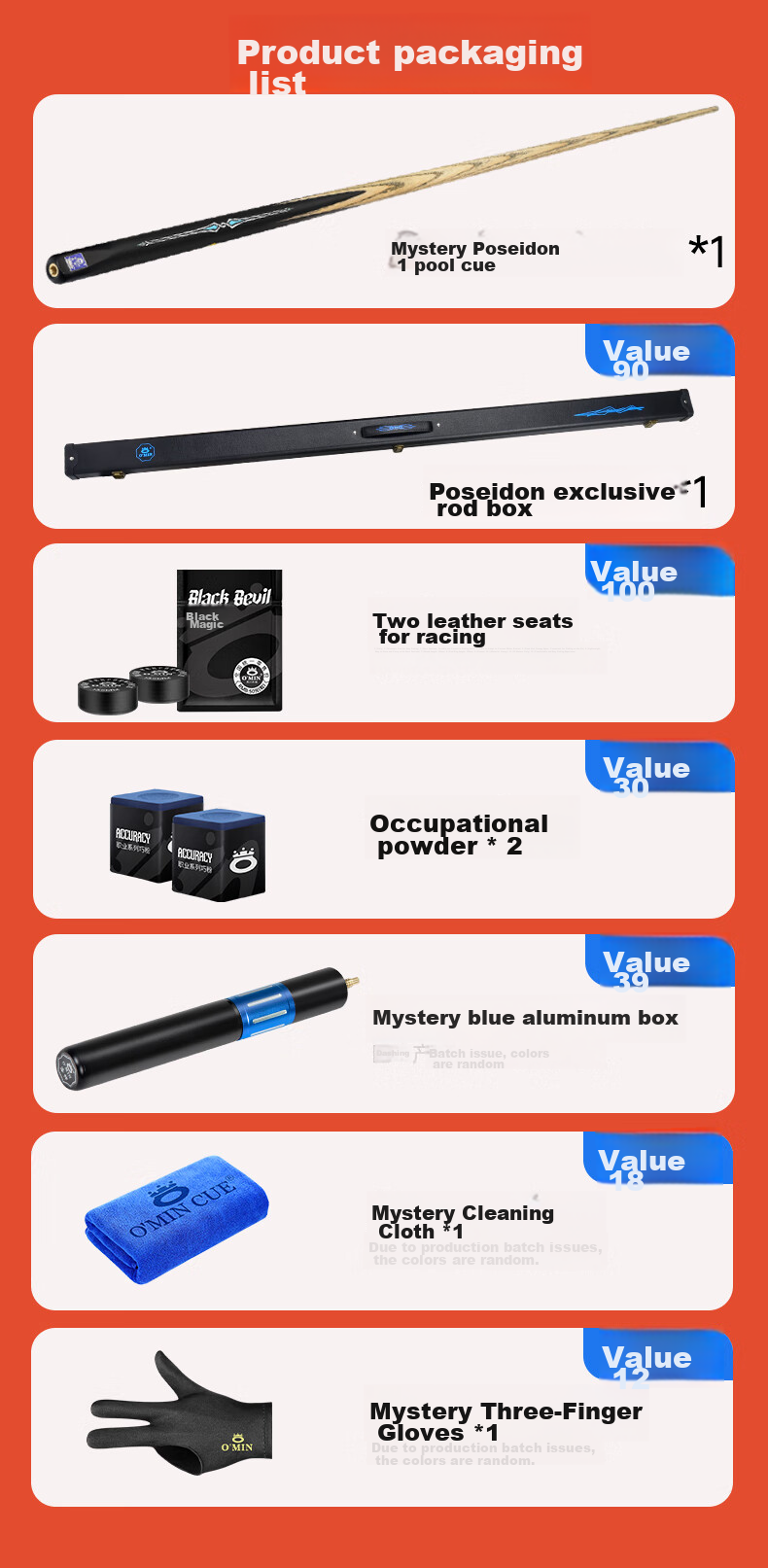 Aomi Haishen 1 Pool Cue, Black 8 Snooker Cue Set, Black Eight Small Tip, 16 Colorful Black Eight Cue, Snooker Billiard Cue 2