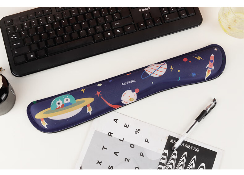 CAPERE Keyboard Wrist Rest, Slow Rebound Large Hand Support Wrist Pad, Comfortable Computer Office Wrist Cushion, Black H221, 420x85x25mm 7