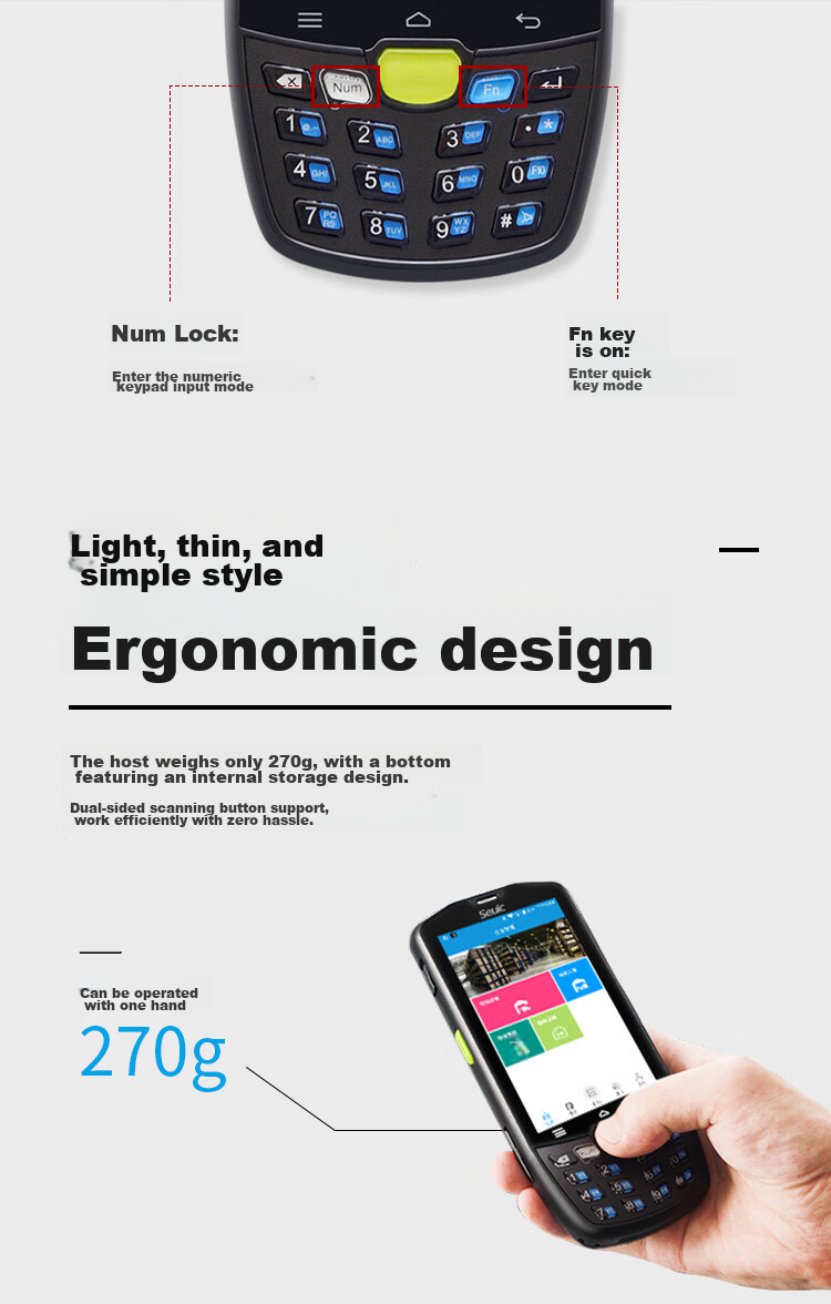Seuic AUTOID9 Dongda Integrated A9 Handheld Data Terminal, Android PDA Collector, Industrial Smartphone, Telecom E-commerce ERP Warehouse Inventory Machine, Two-Dimensional Barcode Scanner 3