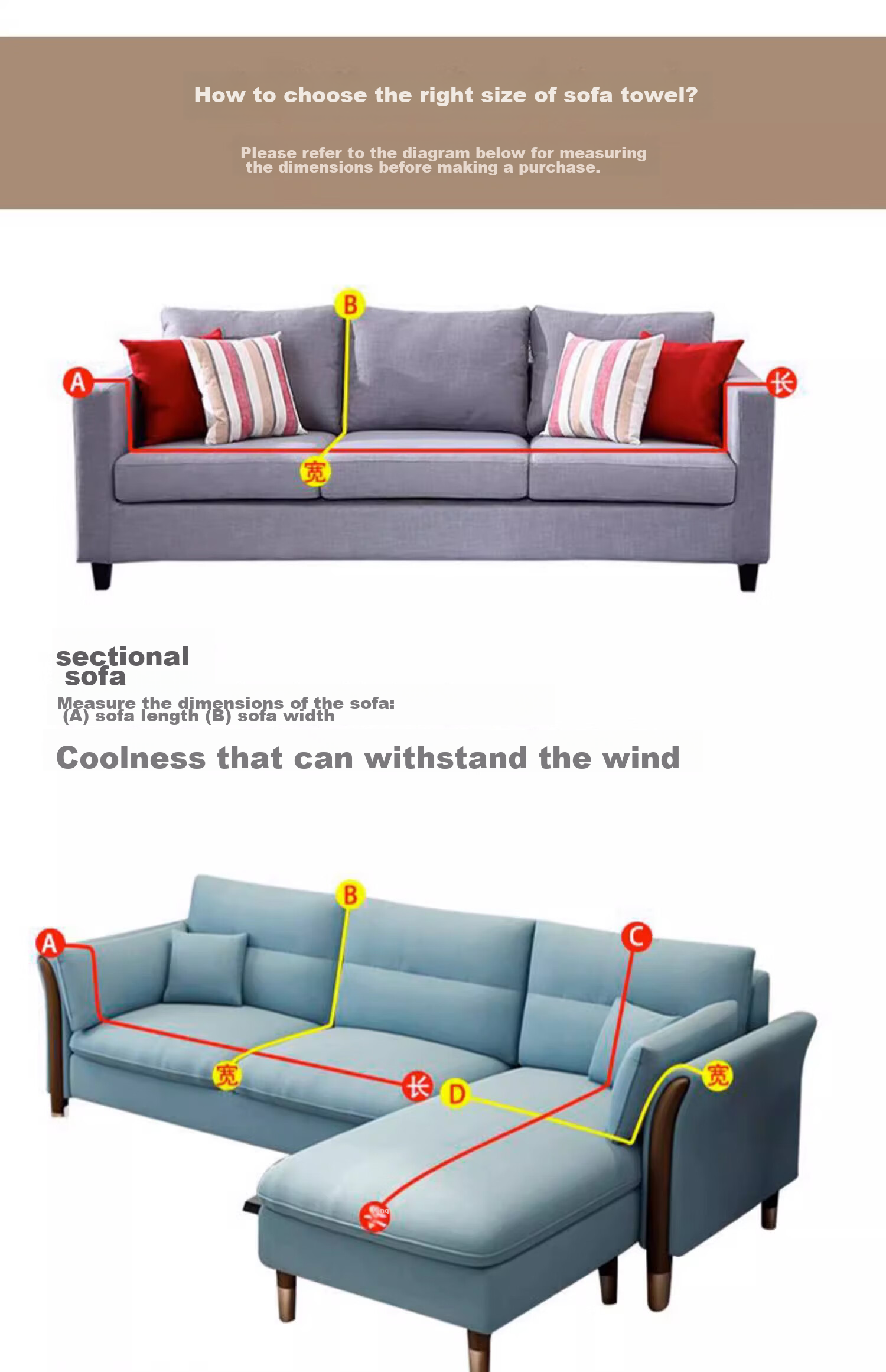 AVIVI Sofa Cover, Full Coverage for All Seasons, Autumn And Winter, Non-Slip Sofa Slipcover, Protective Pad, Cover Cloth, 180*420 Cm, Dotted Patter 13