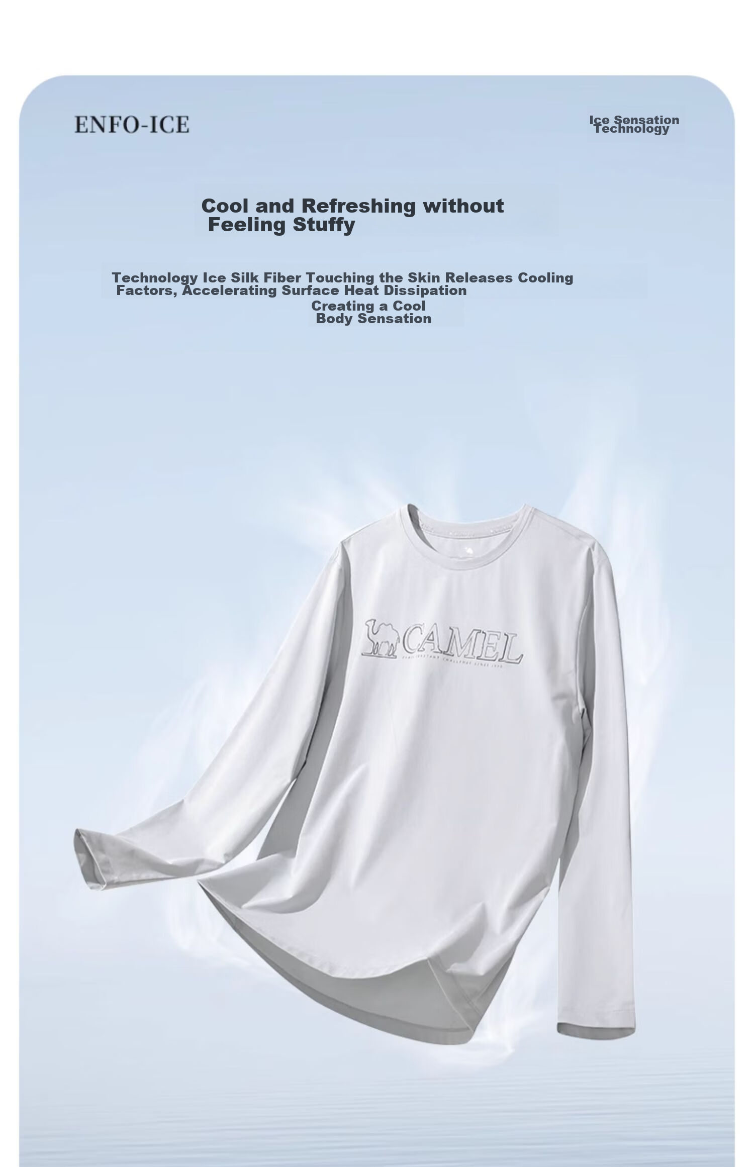CAMEL Outdoor Quick-Dry Long Sleeve Round Neck T-Shirt for Men And Women, UPF50+ Original Yarn Sun Protection UV Protection Ice Cool Top 8