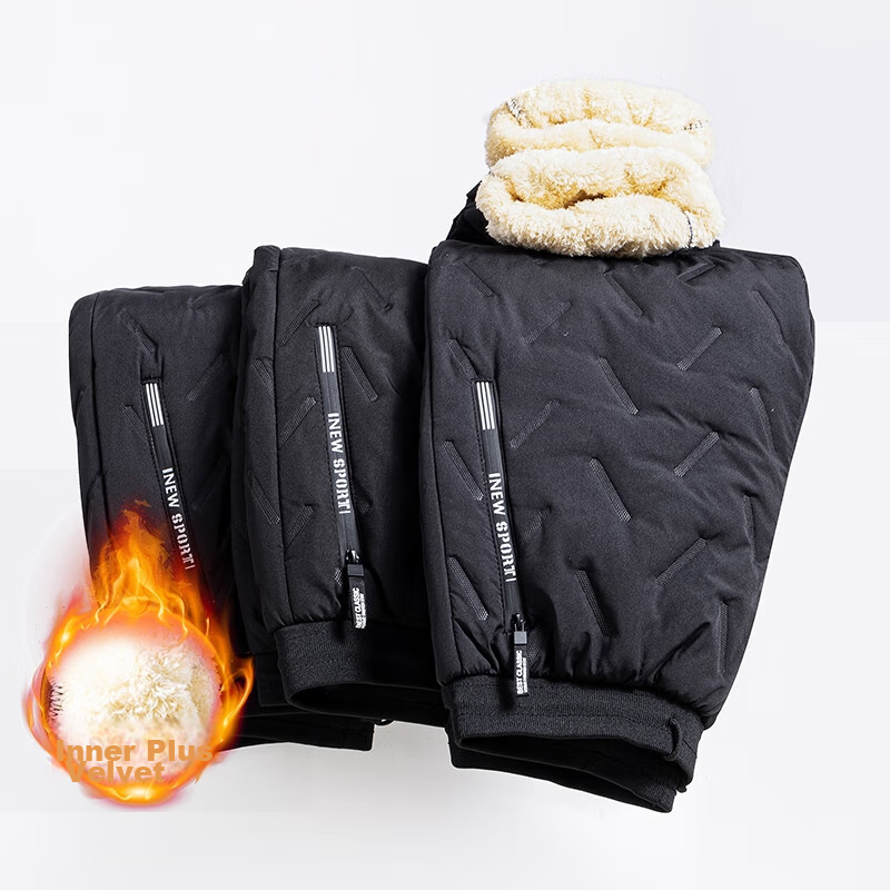 Hengyuanxiang Middle-Aged Women's Winter Fleece-Lined Thick Casual Pants, High-Waist Straight-Leg Lambswool Trousers for Middle-Aged And Elderly Wome 6