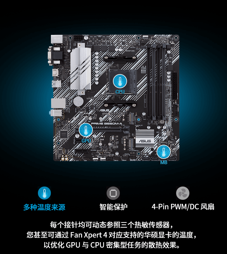 华硕(asus)prime b550m-a(wifi)主板 支持 cpu 3600x/3700x/3800x(amd