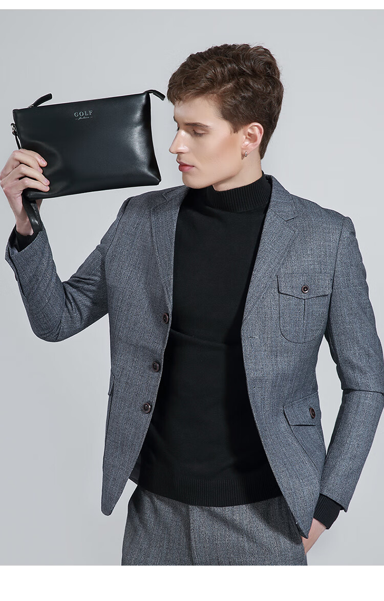 GOLF Men's Clutch, Top-Grain Leather Handbag, Large Capacity with Multiple Card Slots, Envelope-Style Clutch, Valentine's Day Gift for Boyfriend 15