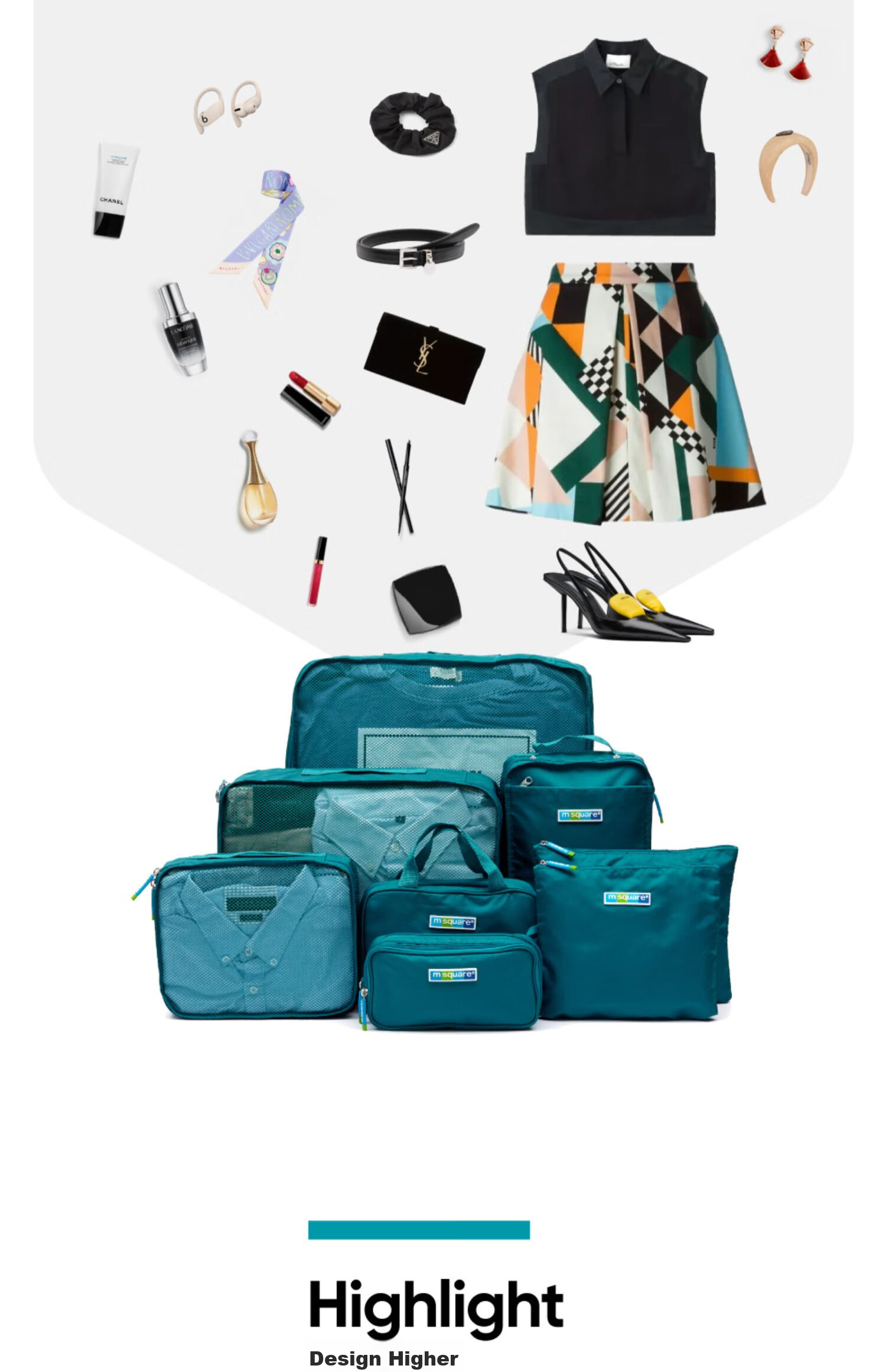 M Square Travel Storage Bag, Luggage Organizer Set of 7, Clothes Underwear Shoe Bag, Shoe Pouch, Norsen Gree 4