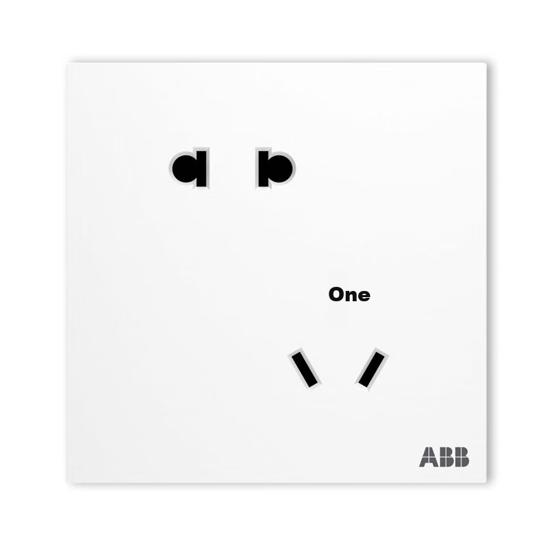 ABB Switch Socket Panel, Yingzhi Series White 86-Type 10A Slanted Five-Hole, Misaligned Two Three-Pole Socket, CA205N