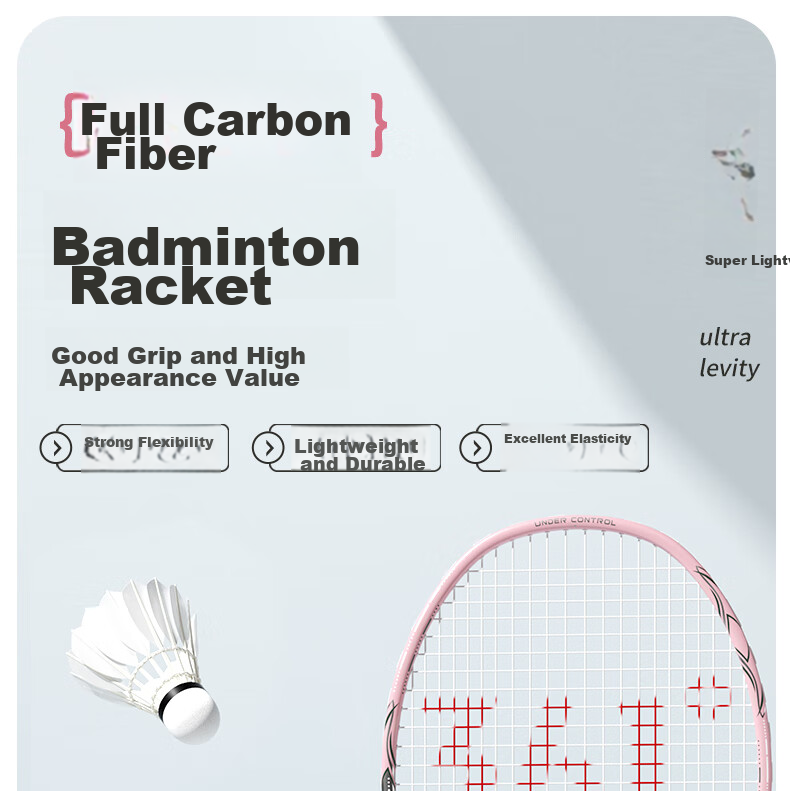 361° Ultra-Light Full Carbon Badminton Racket, Single Racket, High-Power Offensive Type, Pre-Strung Finished Racket 1