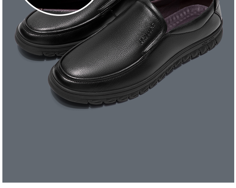 Aokang Leather Shoes for Men, Business Casual Slip-On Comfortable Daily Simple Driving Casual Leather Shoes, Black, Size 42 7