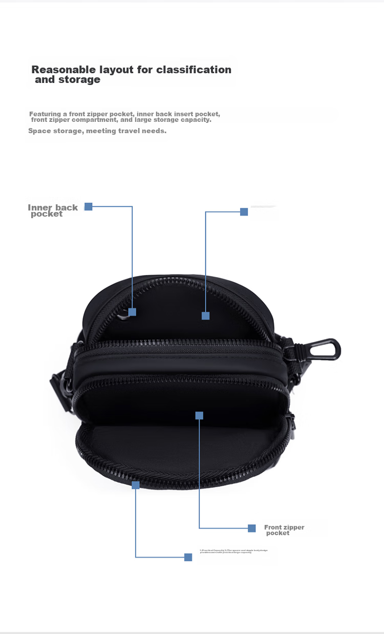 GOLF Shoulder Bag for Men, Casual Large Capacity Crossbody Bag, Multi-Compartment Phone Bag, Water-Resistant Trendy Portable Sports Hanging Bag, Versatile Fashionable Small Backpack 5I796325J Misty Black 9