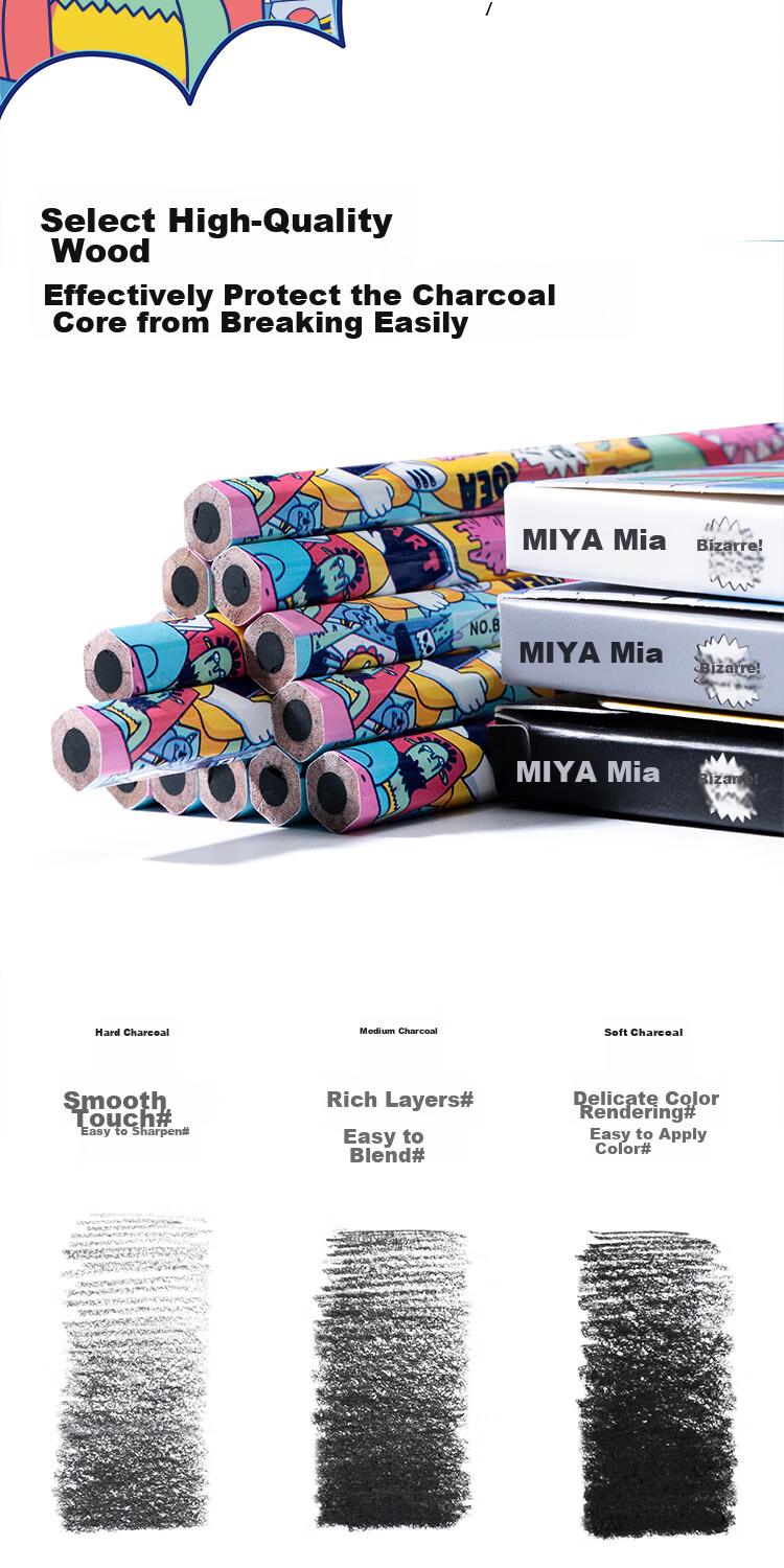 MIYA Colorful Gothic Hexagonal Sketching Pencils, Set of 8, Drawing Pencils for Art Students, Soft to Medium-Hard Charcoal Pencils for Art Sketching And Outdoor Painting 5