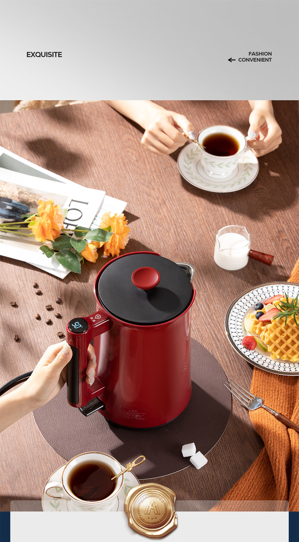 Macaiiroos 316 Stainless Steel Electric Kettle European American Retro Large Capacity Fully Automatic Auto Shut-Off Water Temperature Display 5