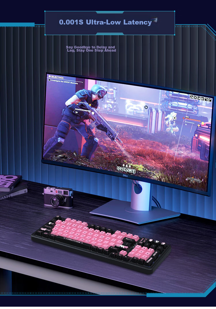 AUSDOM 98Pro Five-Sided Hot Melt Mechanical Keyboard, Gaming E-Sports Three-Mode Bluetooth Wireless Office Customizable Full-Key Anti-Ghosting High-Aesthetic Gift Keyboard 98 Keys - Meow Sound Party 12