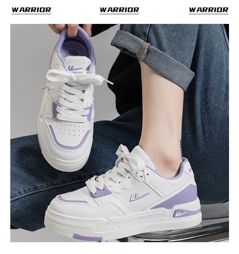 Huili Women's Shoes, White Sneakers, Trendy And Versatile Casual Shoes, Stylish Footwear for Women, 2662L White And Purple, Size 35 6