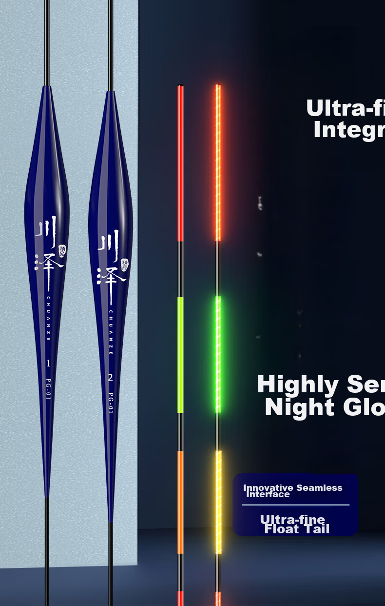Chuanze Ultra-Fine Tail Luminous Float, All-In Ultra-Bright Eye-Catching Electronic Float, Day And Night Dual-Use Fishing Float, Highly Sensitive Crucian Carp Buoy PG01 1
