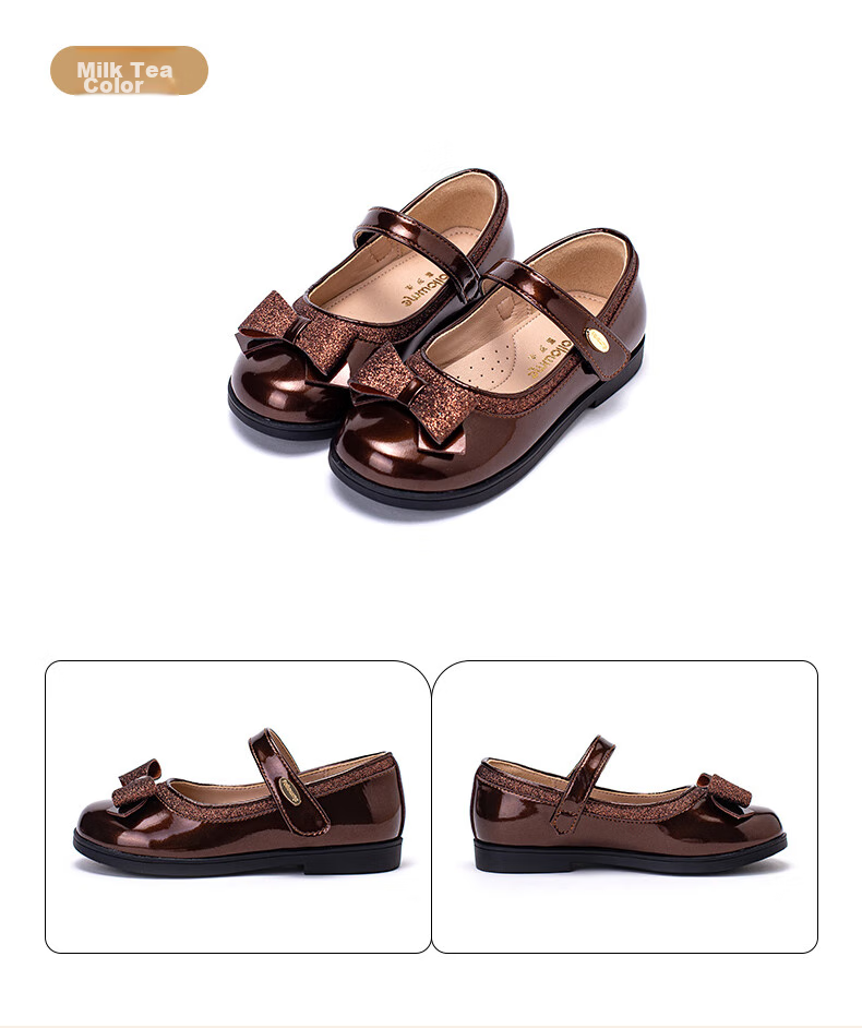 Follow Me Girls' Leather Shoes, Children's Princess Shoes, Patent Leather Soft Sole Performance Shoes, Children's Flats, Square-Toe Leather Shoes, Lotus Pink, Size 36 22