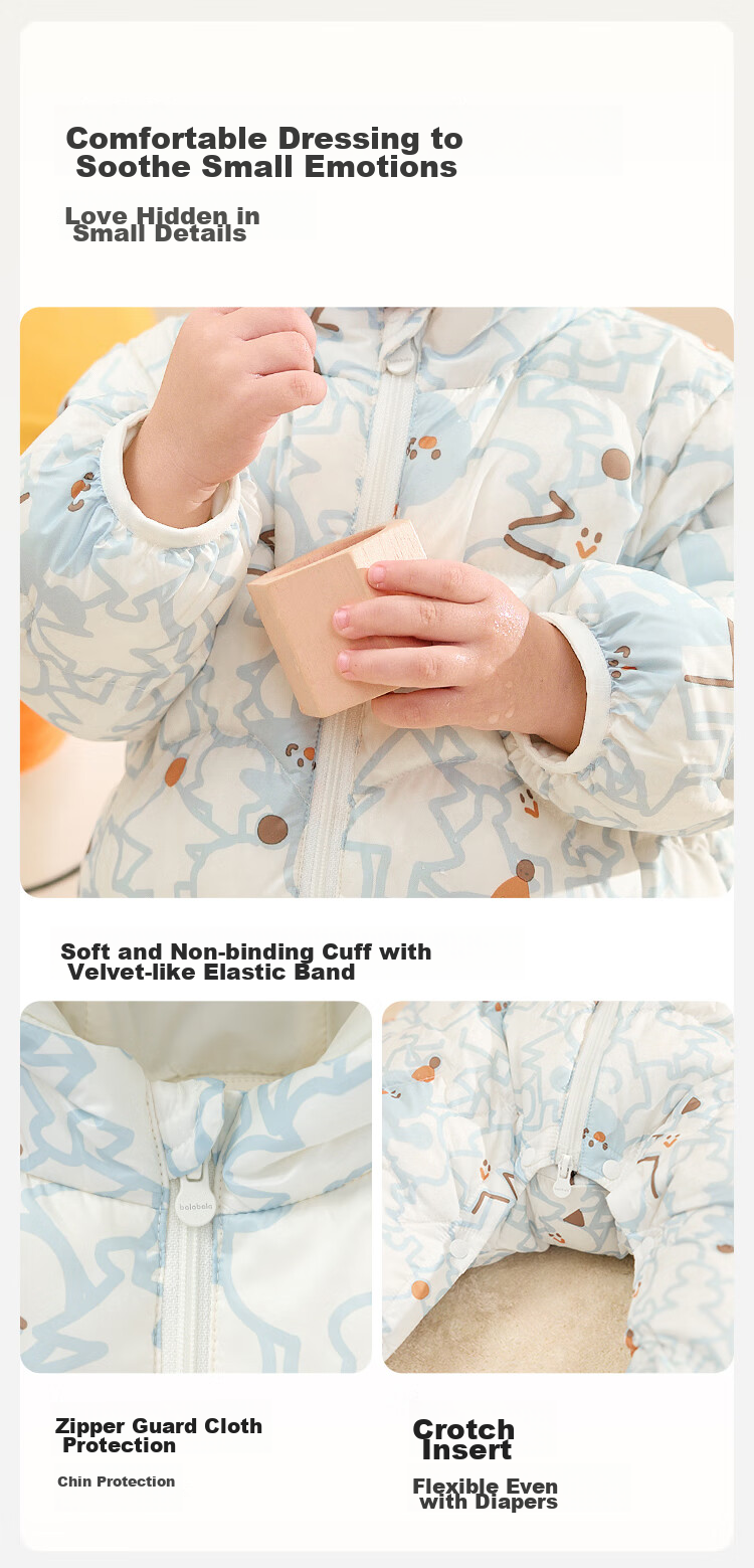 BALABALA Children's Clothing, Baby Romper, Lightweight down Jacket, Infant Clothes, Winter Outfit, Wraparound Bodysuit, Crawling Suit, for Boys And Girls, Cute And Adorable 9