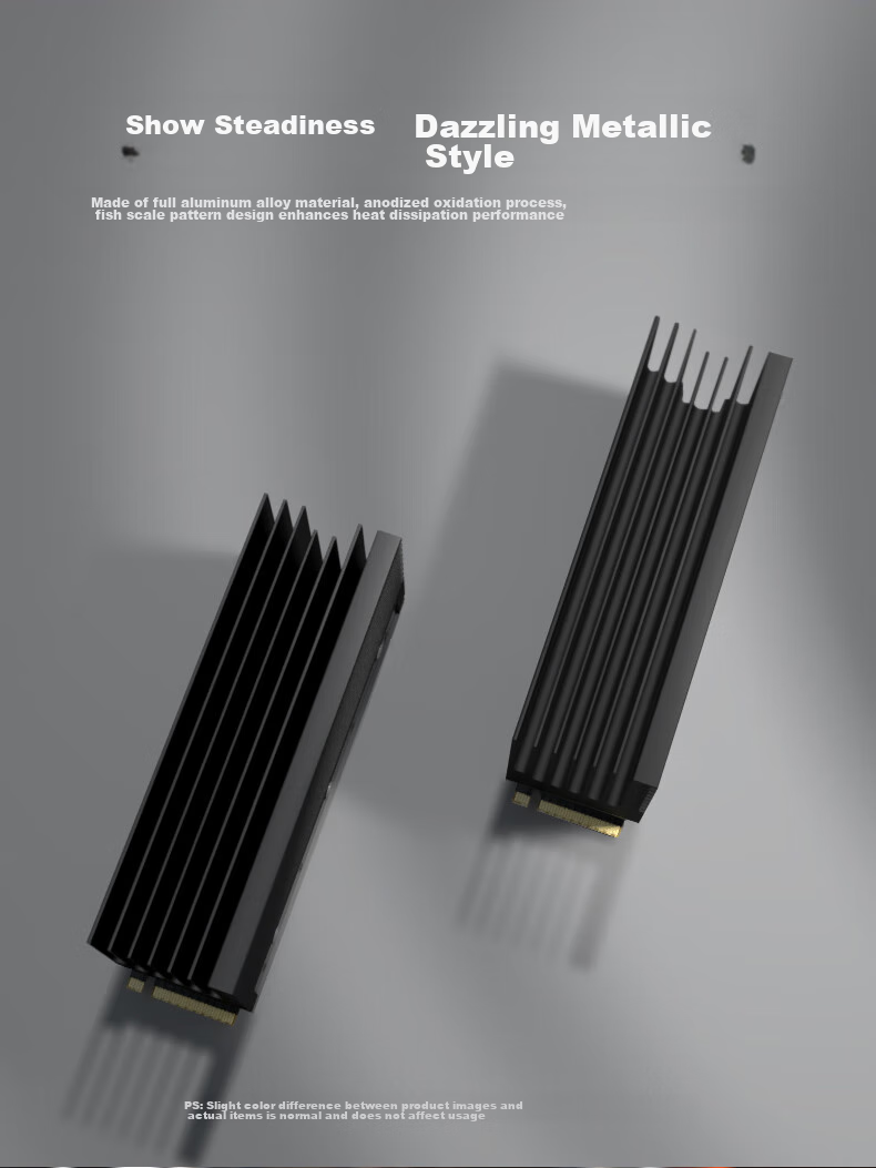 JEYI M.2 Ultra-Long Vertical Fin Heat Sink, NVME SSD Cooling Tower, All-Aluminum High-Rise Heat Column Set, Heightened Design, SSD Rapid Cooling, Compatible with 2280 2