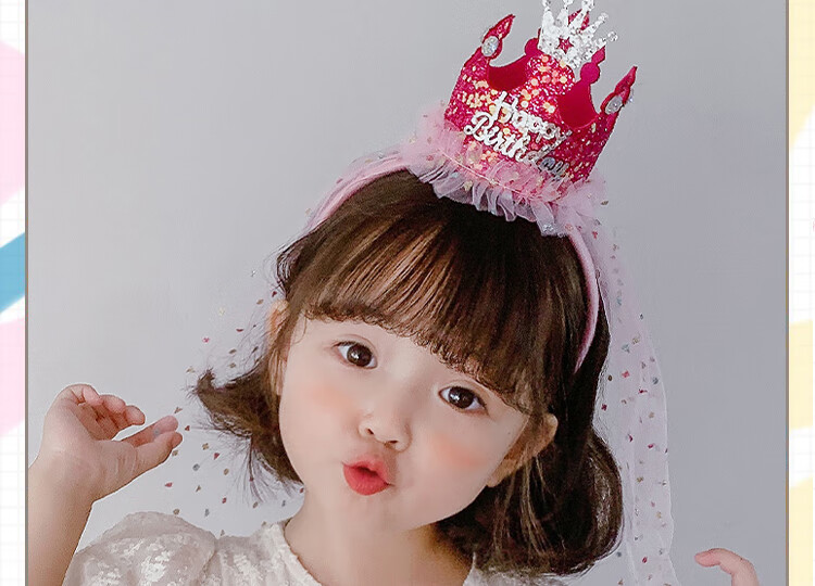 Ounizi Birthday Hat, Crown Headband, Birthday Scene Decoration, Girl's Birthday Props, Atmosphere Party Decorations, Happy Birthday 5