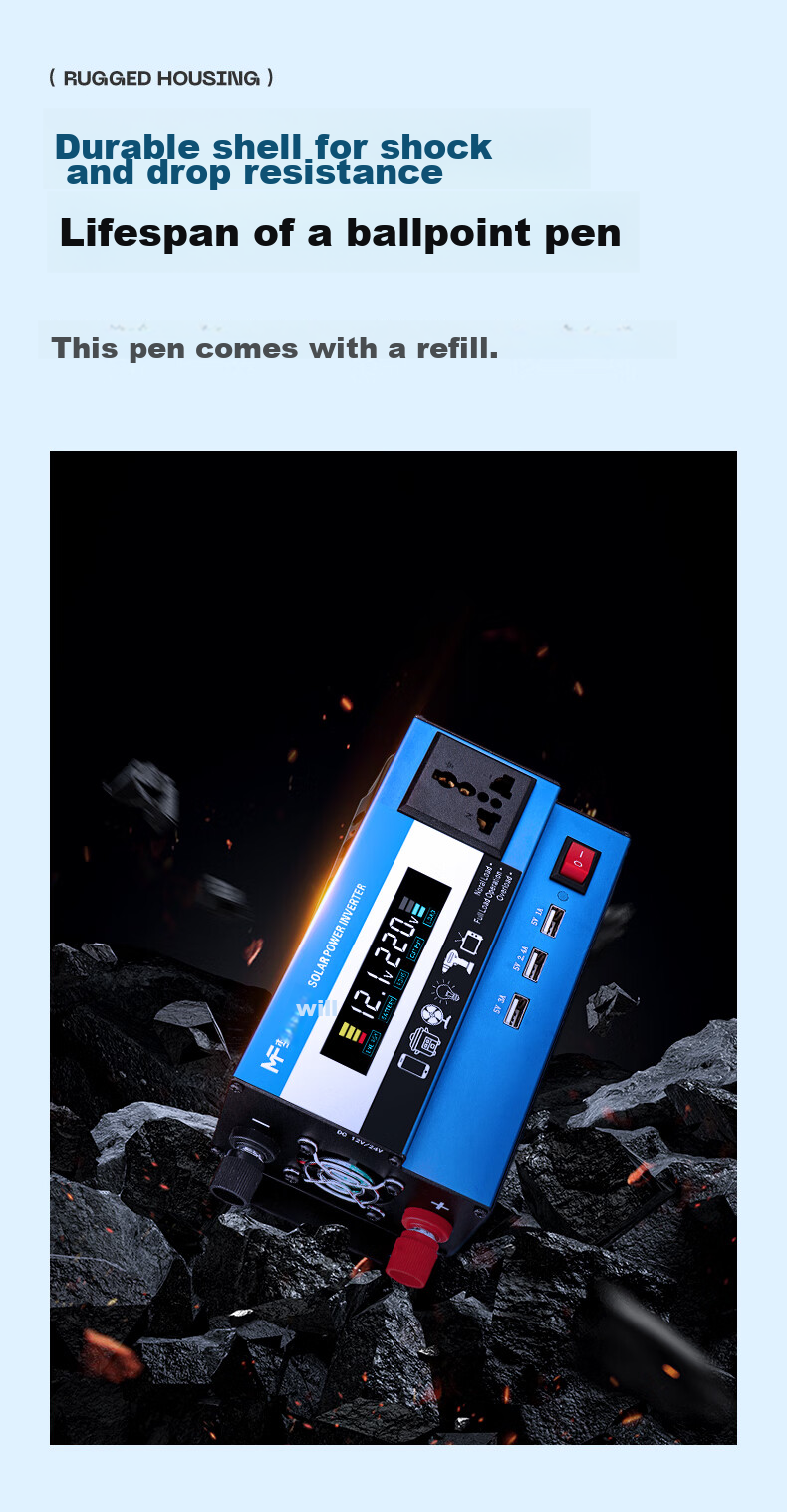 Mengduofu Car Power Inverter 12v24v to 220v Multi-Functional High-Power Car Truck Inverter Power Supply for Tricycles And Street Vendors 17