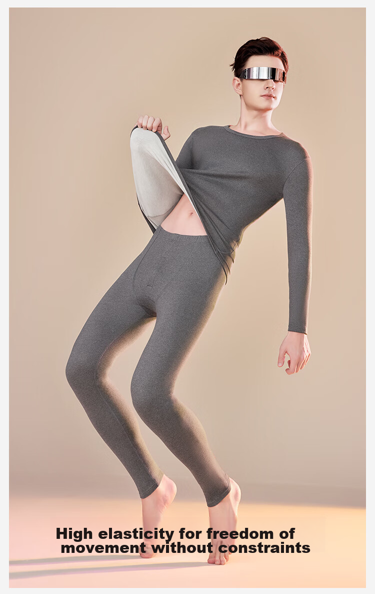 JOAE [Antibacterial And Anti-Mite] Anti-Static Cashmere Silk Men's Thin Thermal Underwear, German Wool Autumn Top And Pants Winter Set 16
