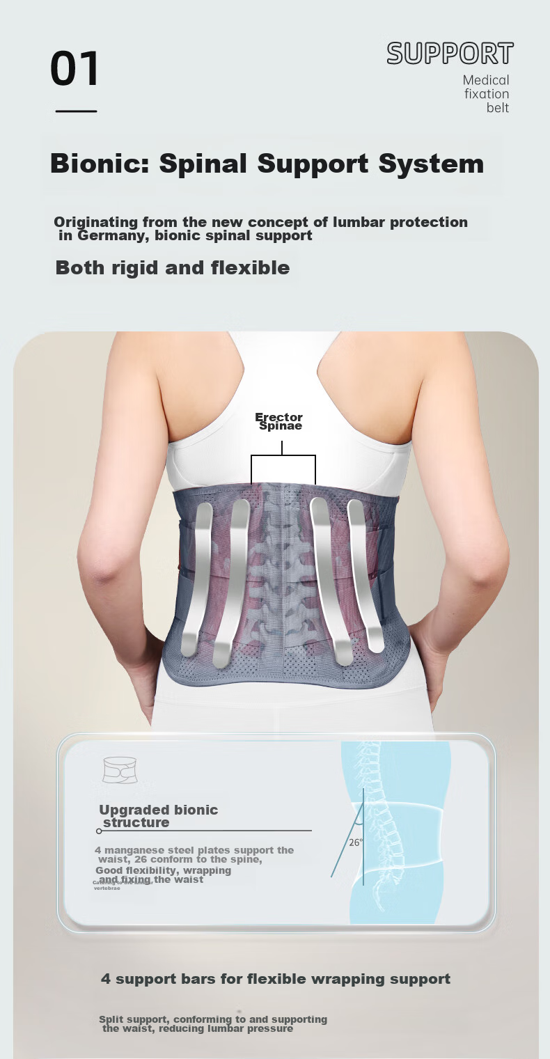 AiHuJia Lumbar Support Belt for Herniated Disc, Back Pain, Prolonged Sitting, Heat-Sealed Fitness Hard Waist Belt for Running And Exercise 8