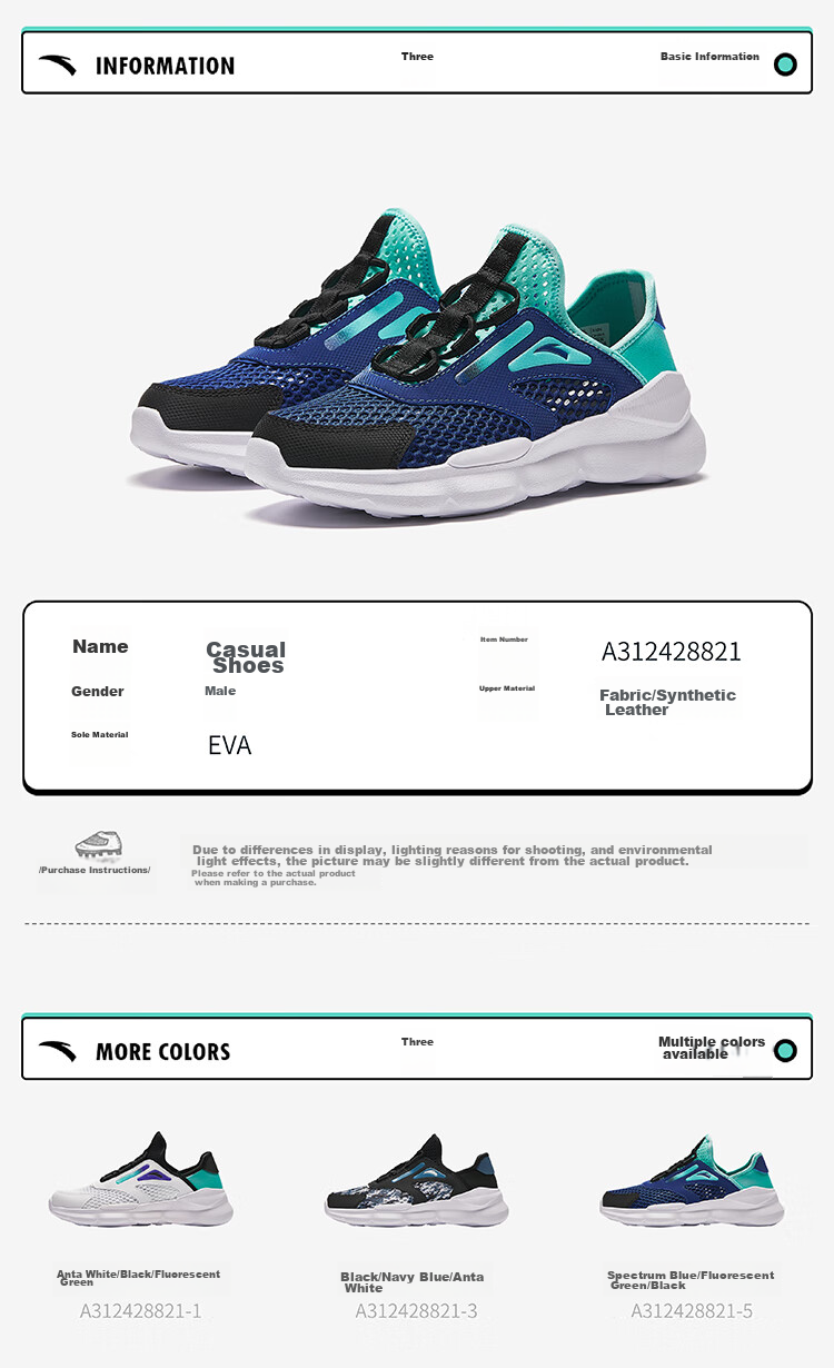 ANTA Kids Sports Shoes Girls Big Kids 2026 Summer Large Mesh Breathable Slip-On Casual Shoes A22628803 15