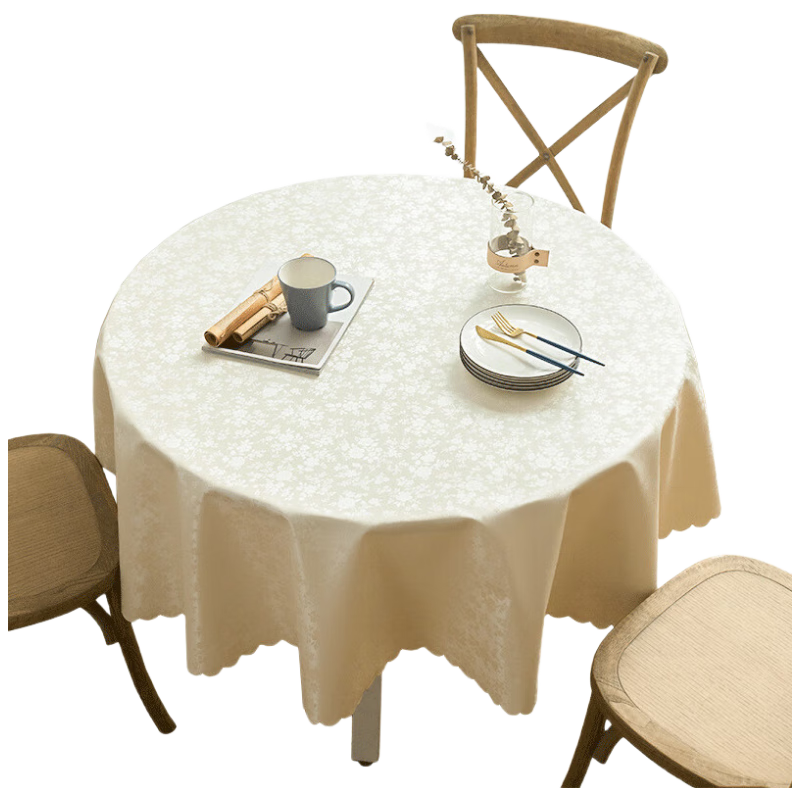 Jingxun Round Waterproof And Oil-Proof Tablecloth for Dining Table And Restaurant, Large Round Table Cover, Diameter 200cm