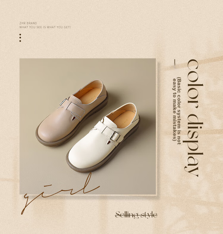 ZHR Women's Versatile Comfortable Soft-Soled Birkenstock-Style Shoes, Genuine Leather Simple Two-Way Wearable Women's Shoes, BT69, Beige, Size 35 2