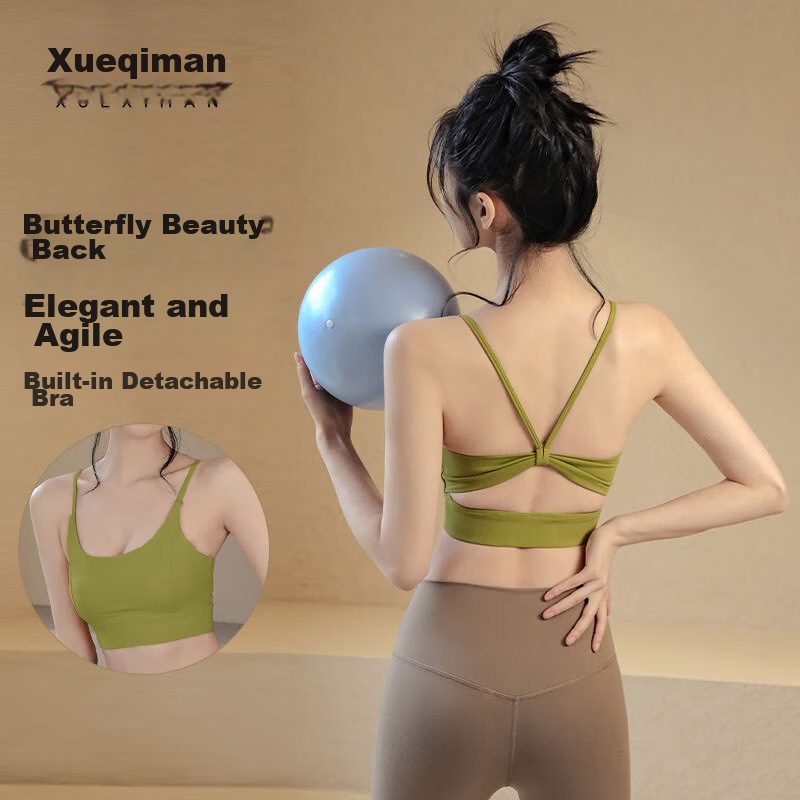 XUEXIMAN Yoga Sports Bra for Women, High-Impact Shock-Absorbing Push-Up Camisole Bra with Padding, Running Fitness Vest