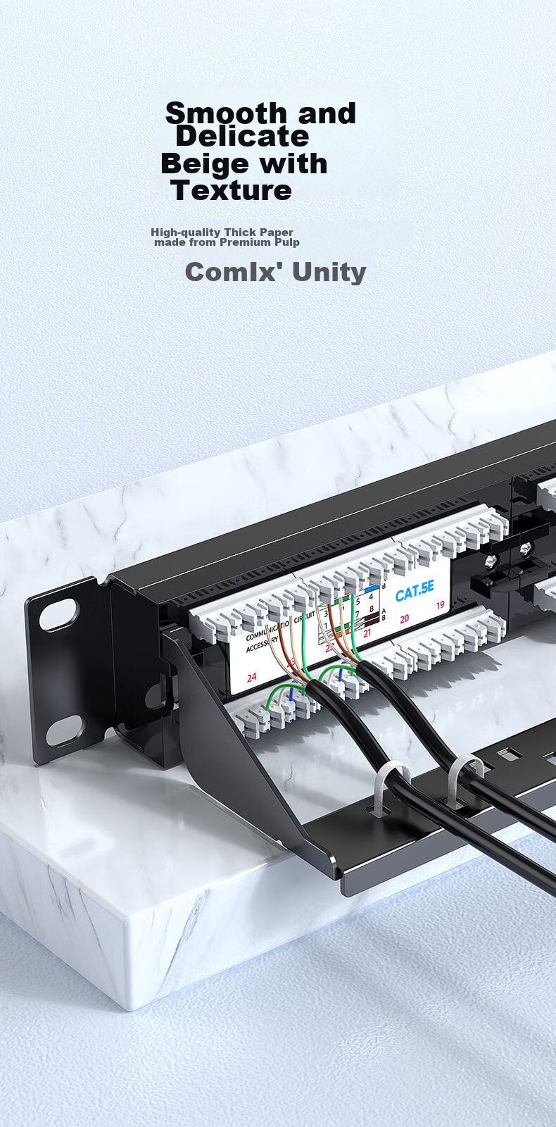 BIAZE CAT5e 24-Port Patch Panel, Unshielded CAT5e Network Cable Management Rack, Gold-Plated 1U Rack-Mounted Cabinet for Engineering Network Patch Cords And Cable Management Trough TT82 8