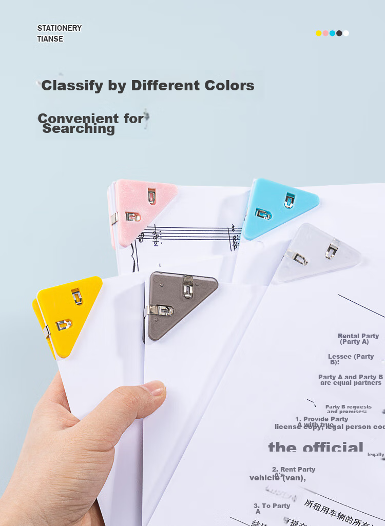 TIANSE 5 Transparent Clips, Ins Style File Folder, Acrylic Planner Clip, Long Tail Clip, Student Office Exam Paper Clip, Triangle Clip, TS-5819 (Without Sticker) 9