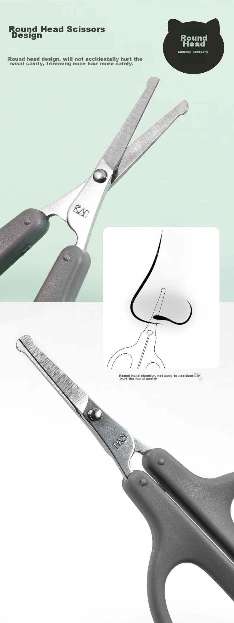 KAI Japanese Import, Miaoxiaoduo Series Makeup Scissors (Round Tip), Beauty Scissors, Eyebrow Scissors, Beard And Sideburn Trimmer for Nose Hair 5
