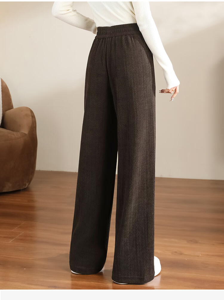 Dme [True Slim Wide-Leg Pants] High-Waisted Slimming Versatile Draping Straight Casual Trousers, Lazy Style Textured Floor-Length Pants 12