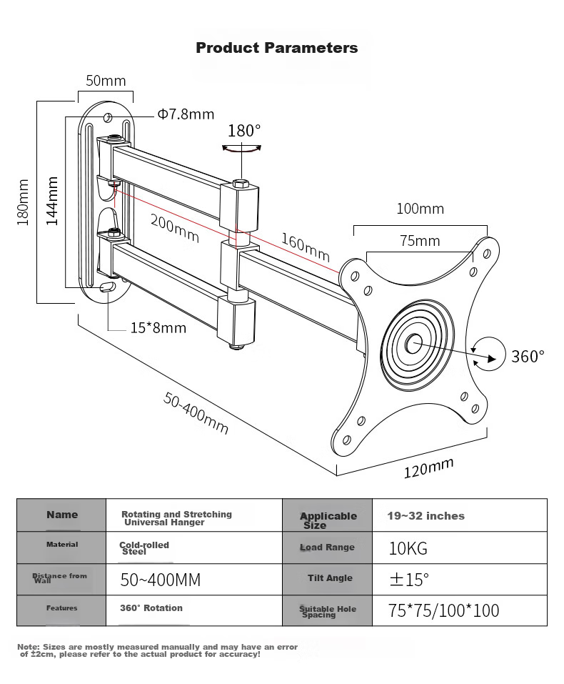 LUCKPRO Monitor Wall Mount Bracket, Computer Monitor Stand Wall Mount, Computer Stand, Monitor Riser, Desktop Wall Mount Bracket 119-01 9