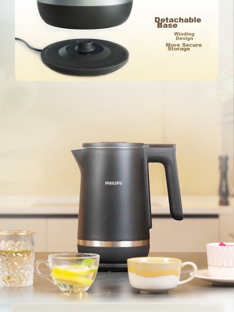PHILIPS Electric Kettle, Precise Temperature Control Water Boiler, Food-Grade 304 Stainless Steel, 1.7L Household High-Power Double-Layer Temperature Control, Anti-Scalding And Anti-Dry Burning Protection, HD9396 Gift 12