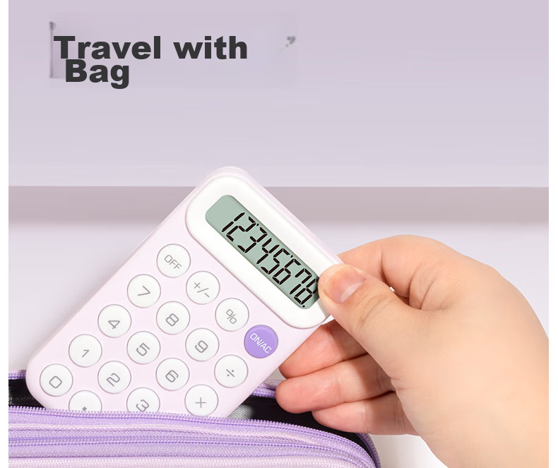 Deli [Super Popular] Portable Student Calculator, Macaron Mini Calculator, Skin-Friendly Buttons, Simple Calculation for Children And Elementary School Students, Learning Supplies, Purple TE10 7