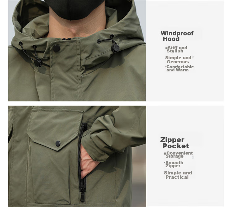 JEEP Men's Jacket, Spring And Autumn Outerwear, Trendy Casual Loose Workwear Clothing for Men, Army Green, 3XL 11