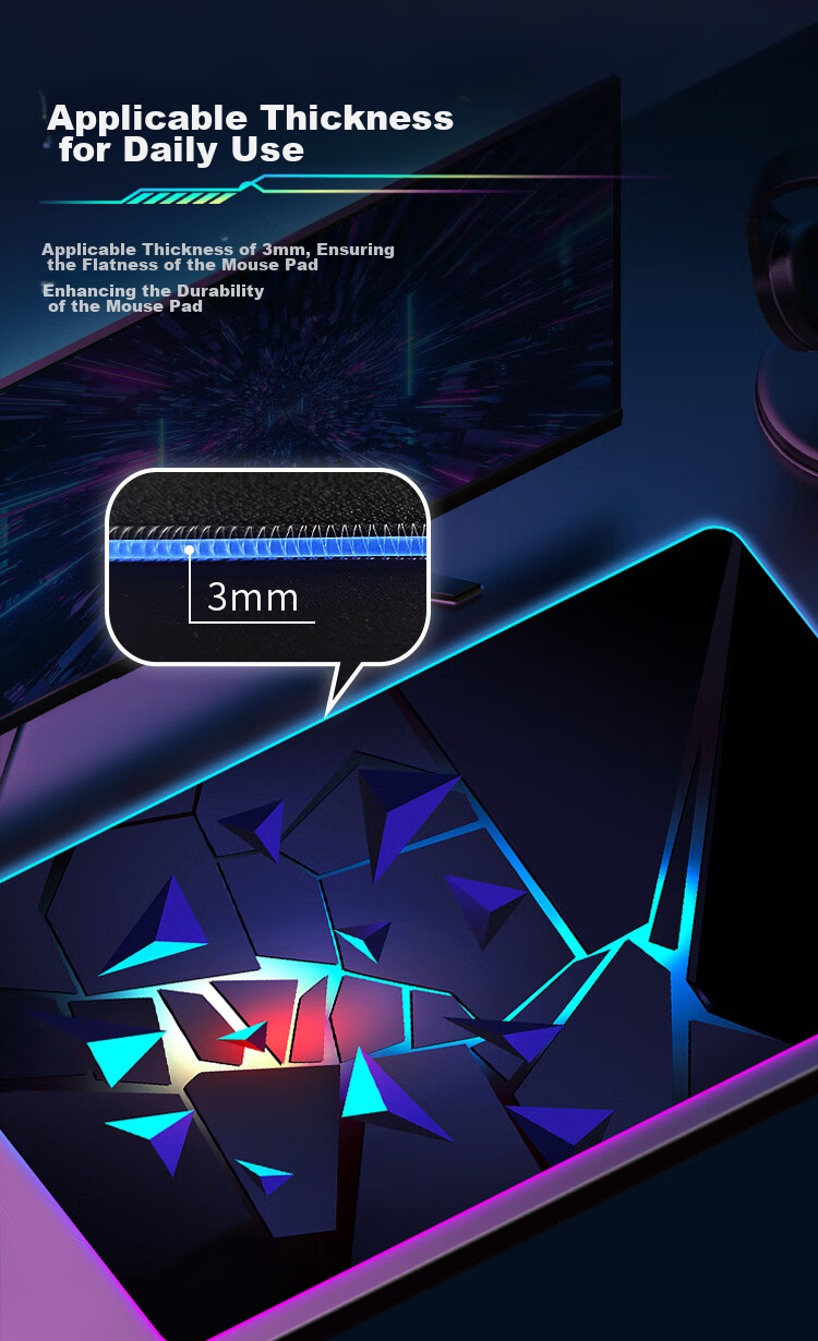 DAREU Professional Gaming Cool RGB Light-Up Mouse Pad, Large Size 800*400*3mm, USB Interface, Smooth Desk Mat, PE-T84 for VALORANT 6