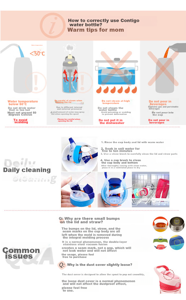 Contigo Plastic Cup, Student Sports Water Bottle, Dragon Mouth Drinking Cup, HBC-DEM112, Lemon Swimming Pool, 450ml 11