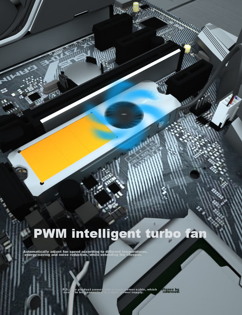 JEYI M.2 Turbo Fan Hard Drive Cooler, NVME SSD Cooling Vest, Powerful Fan Cooling, SSD Heat Sink, Suitable for Samsung, Xiumian, Lenovo, And Zhishai 2
